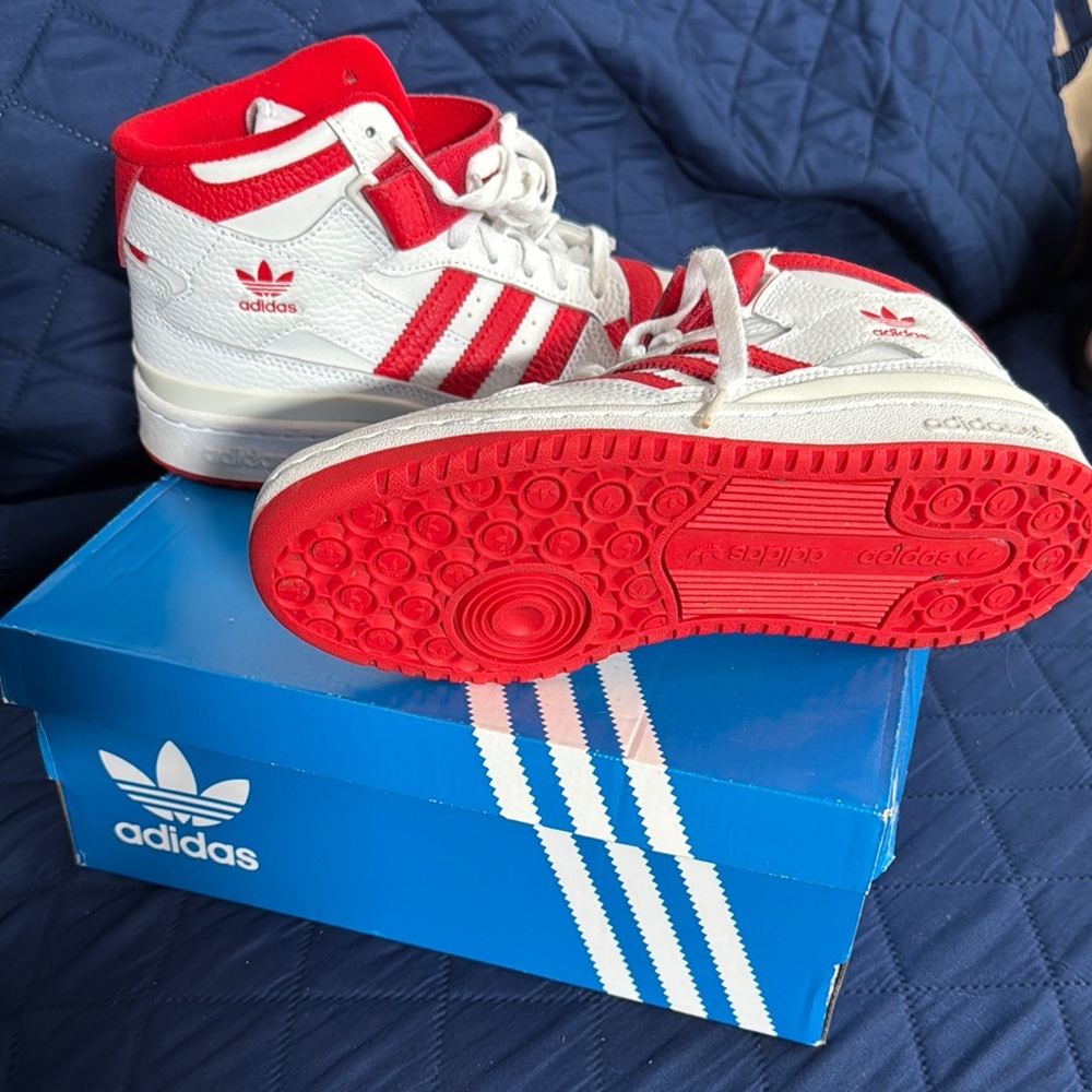 Adidas Kids' Red and White Sneakers